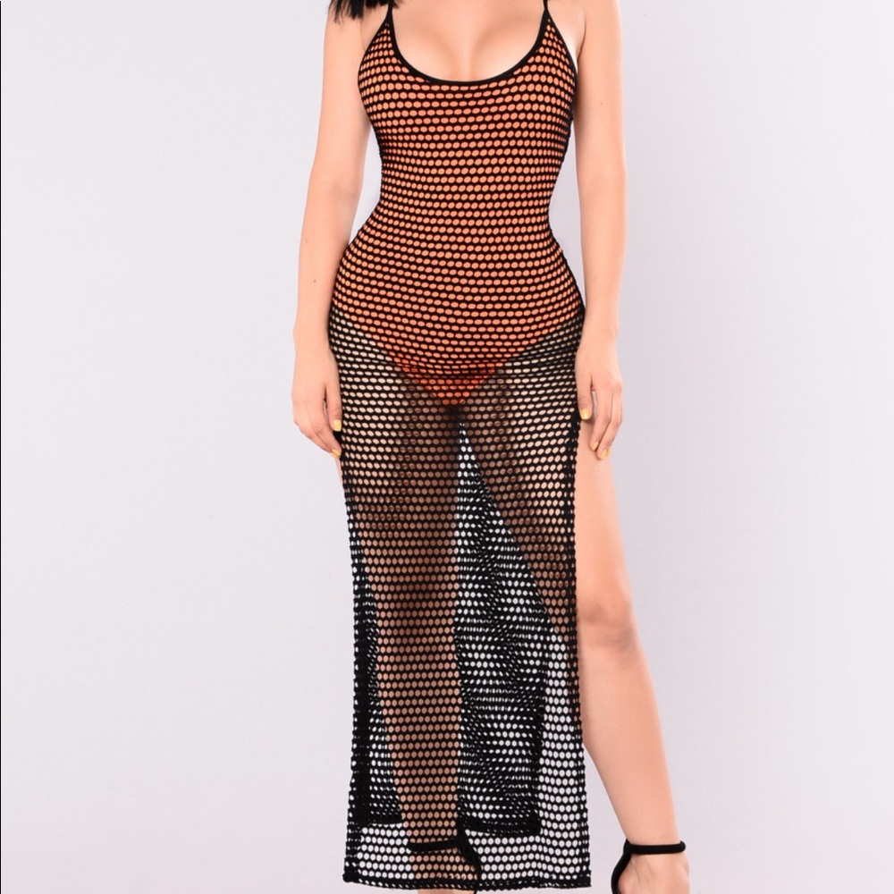 Swim suit Cover up fish net with a slit